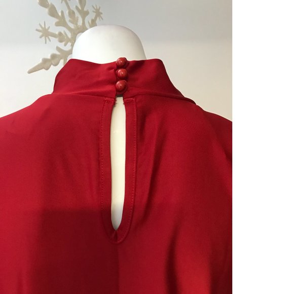 Libian PLUS SIZE Red Stretchy Shiny Bodycon Dress  Mock Neck Long Sleeve NWOT - Picture 5 of 6